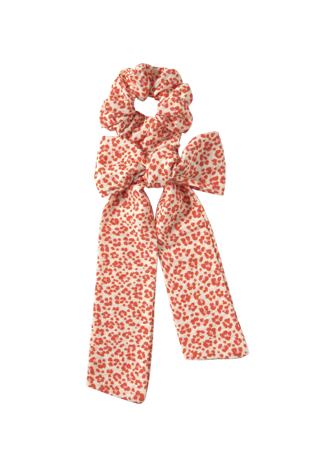 pony scrunchie leopard print bow - tomato