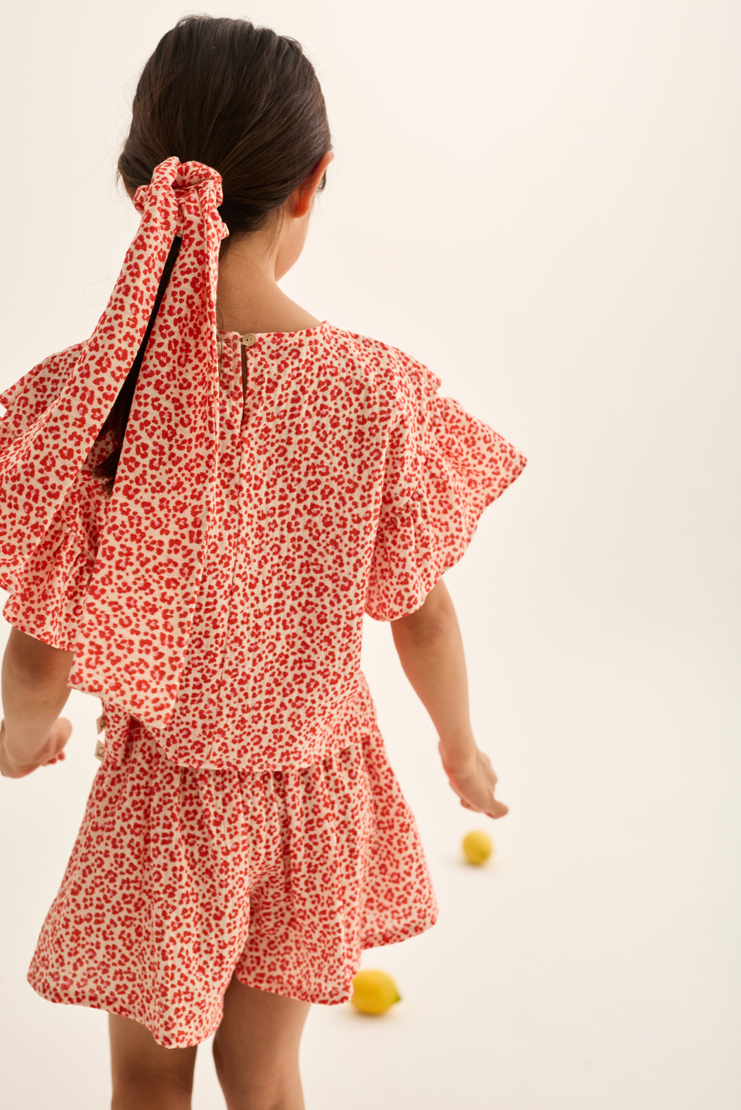 pony scrunchie leopard print bow - tomato