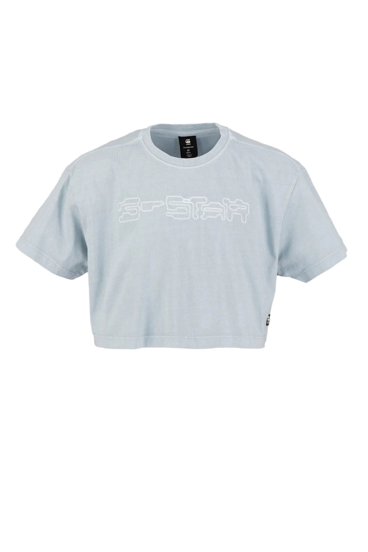 tee s/s cropped stitch logo - light wave