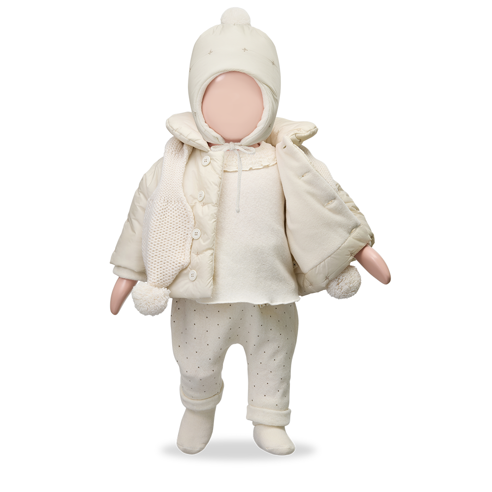 hat padded x print pompom beanie - ecru