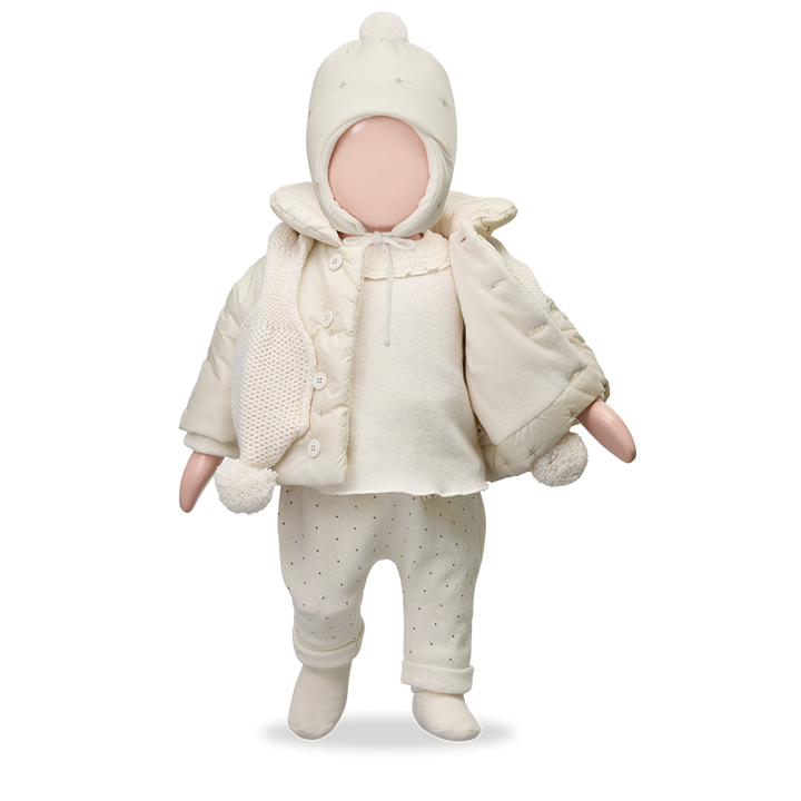 hat padded x print pompom beanie - ecru