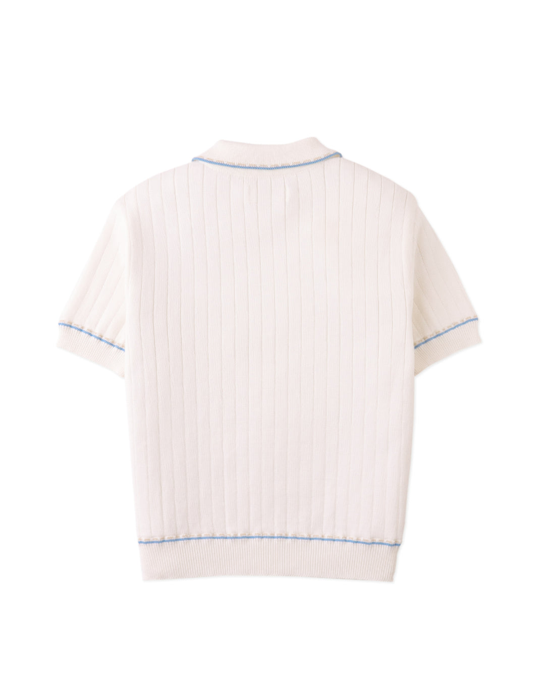 polo s/s ribbed knit with striped edges - off white