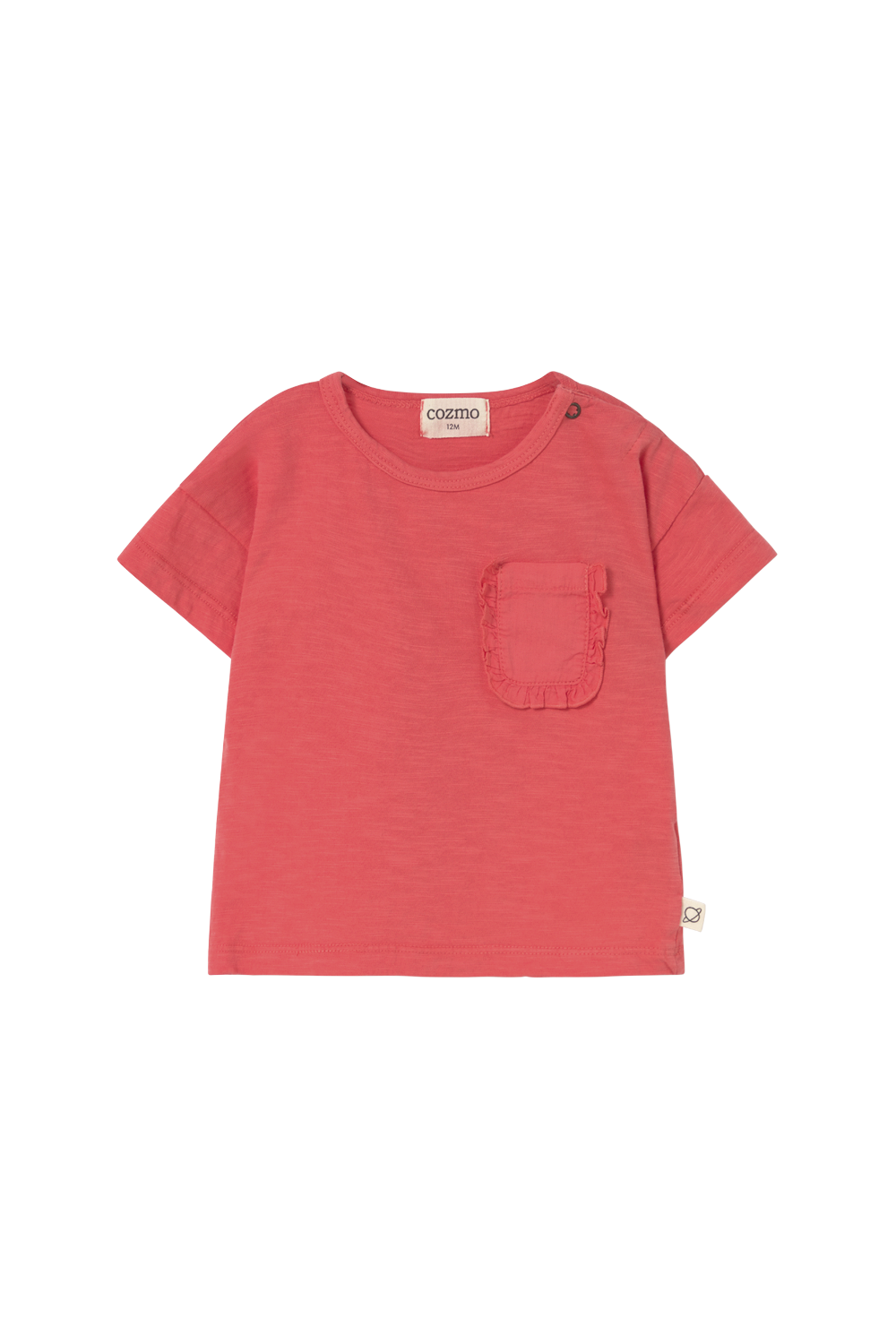 set outfit frill pocket tee and checkered bloomers - tomato