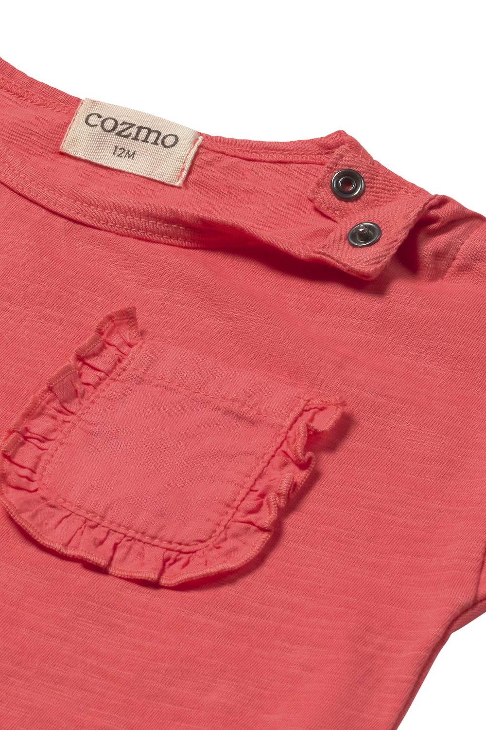 set outfit frill pocket tee and checkered bloomers - tomato