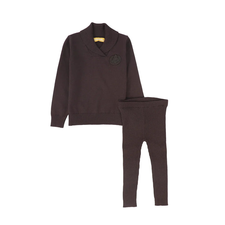 set outfit knit with emblem - brown