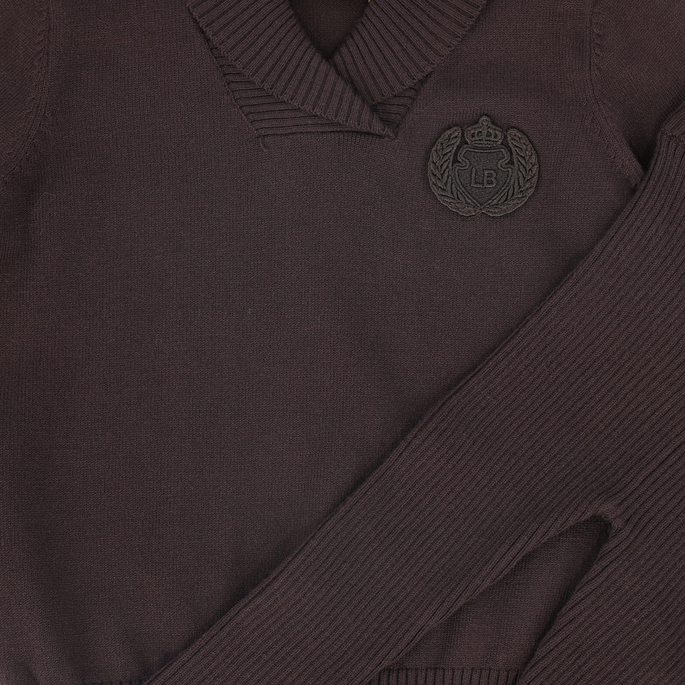 set outfit knit with emblem - brown