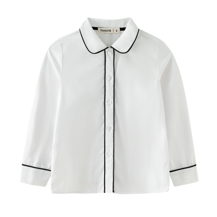 shirt l/s with trim - black trim