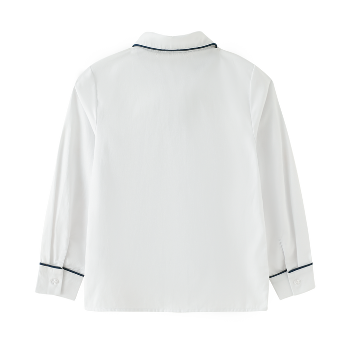 shirt l/s with trim - navy trim