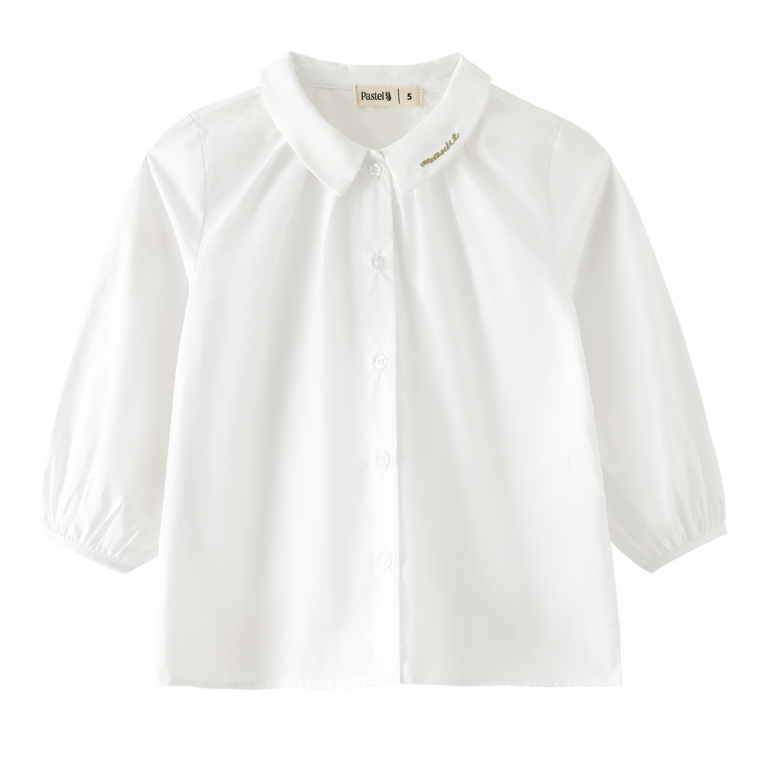 shirt l/s cotton with embroidery - gold embroidery
