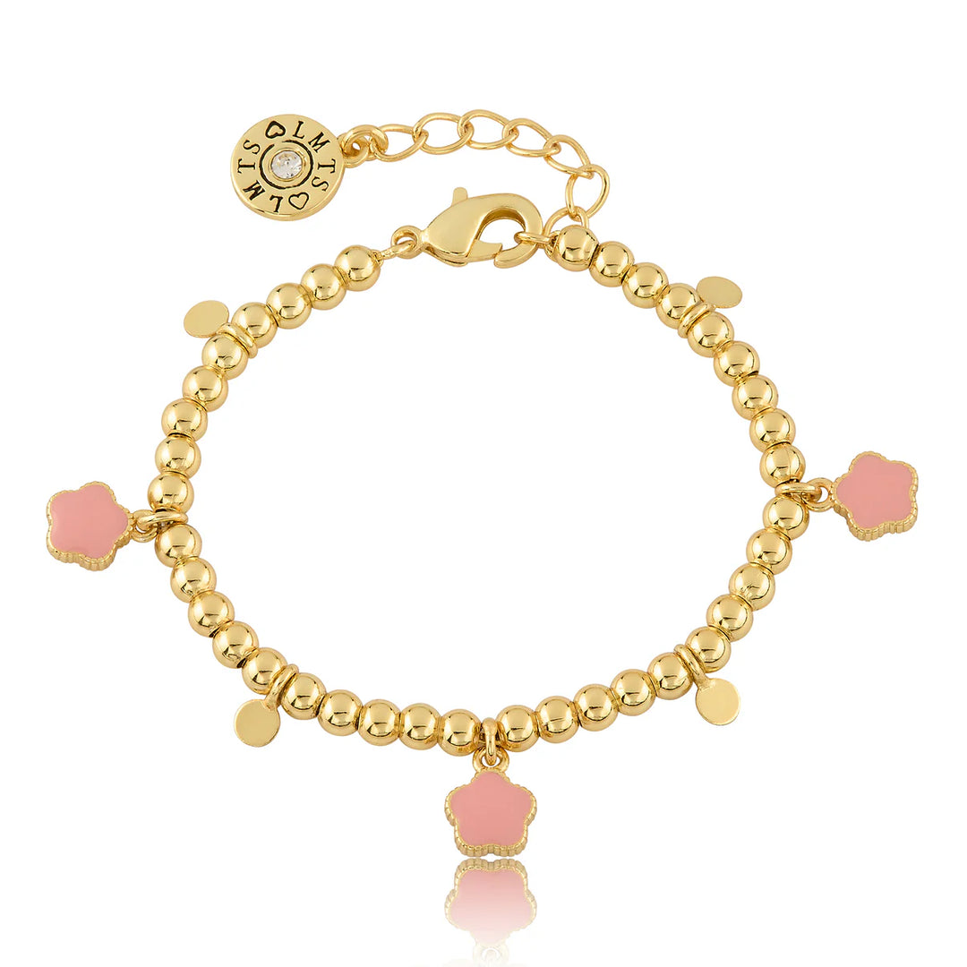 bracelet bead and enemal flower - pink