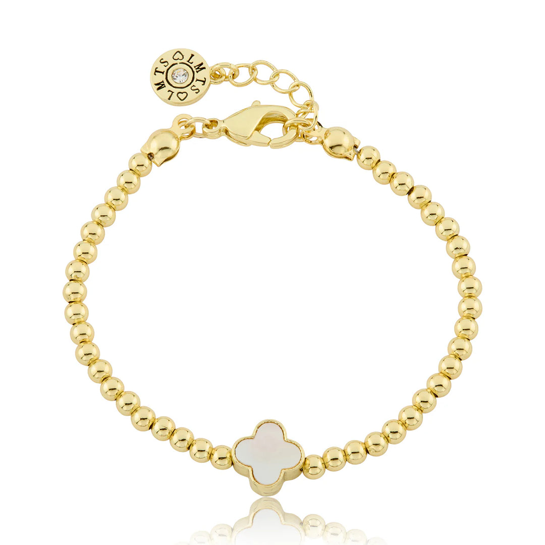 bracelet bead and clover - gold