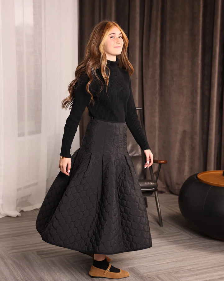 skirt quilted panel - black