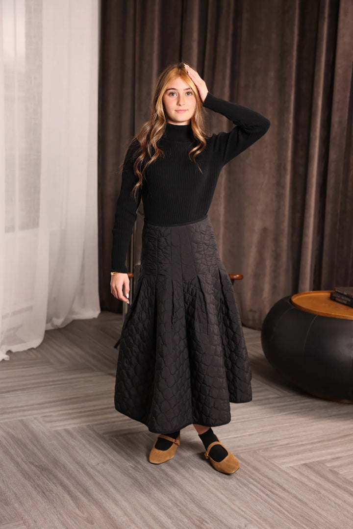 skirt quilted panel - black