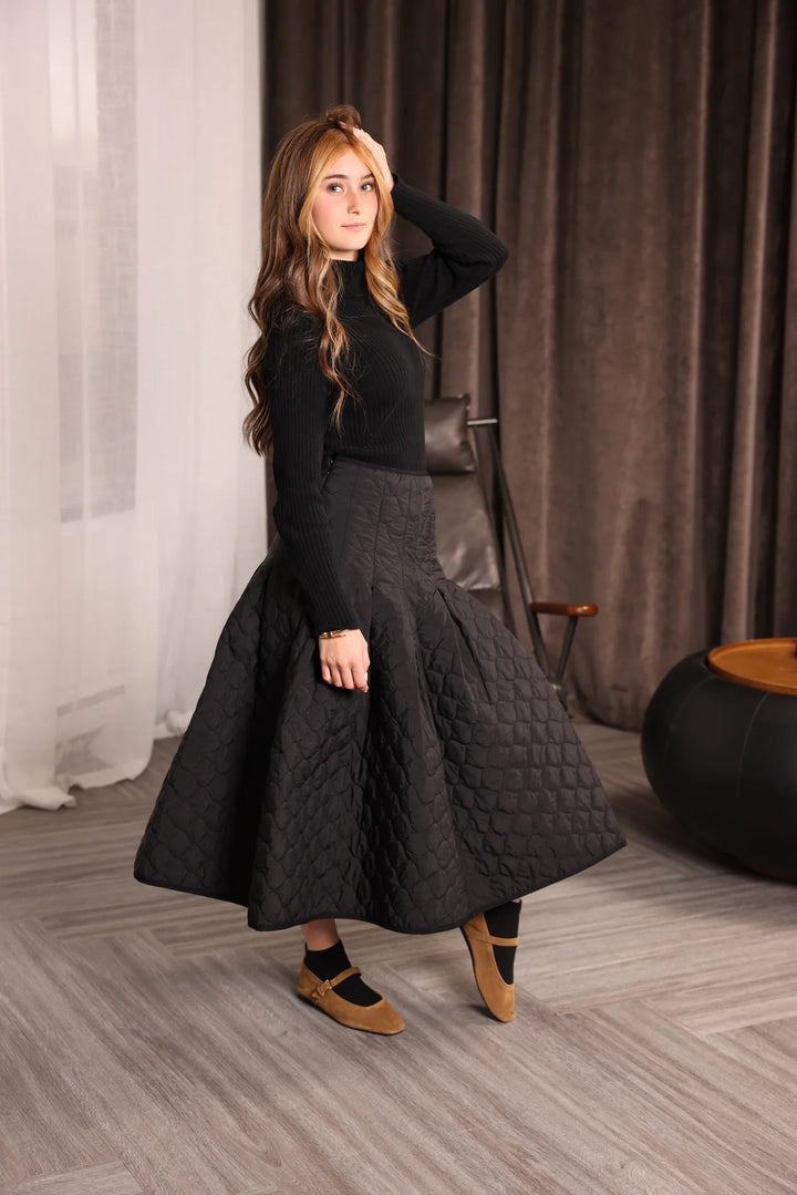 skirt quilted panel - black