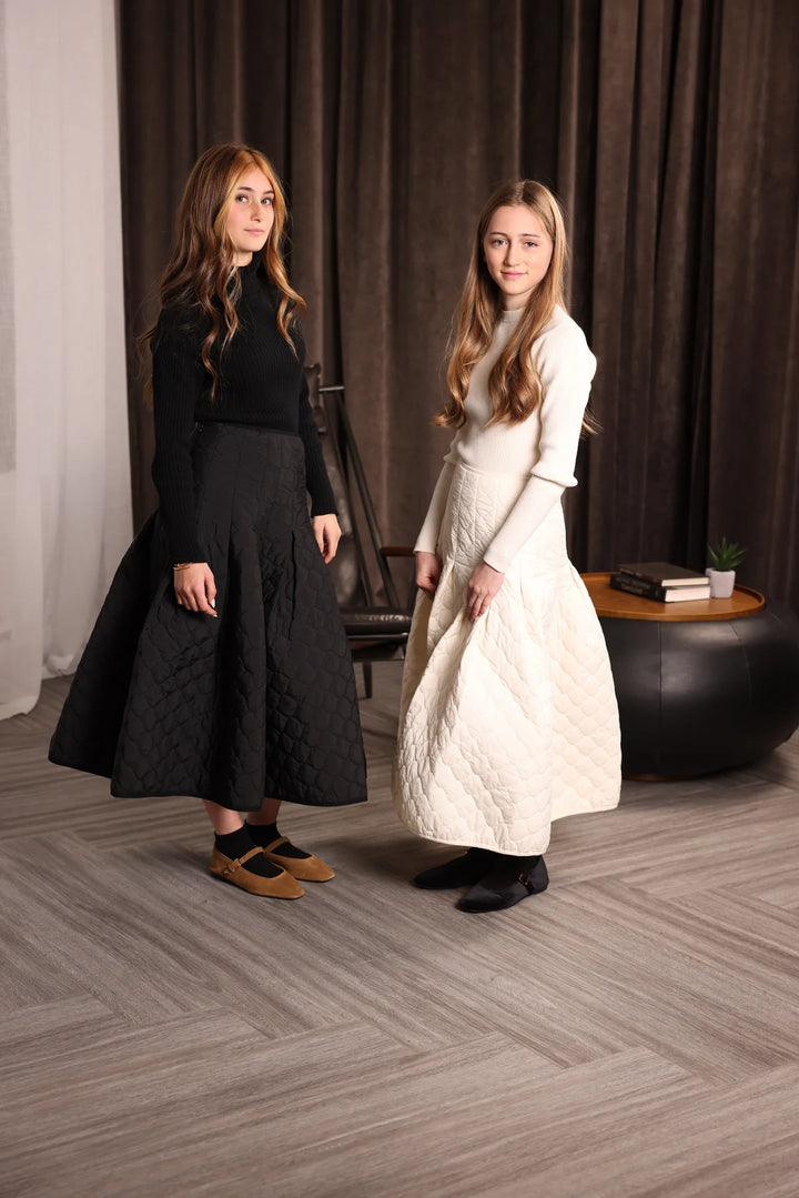 skirt quilted panel - off white