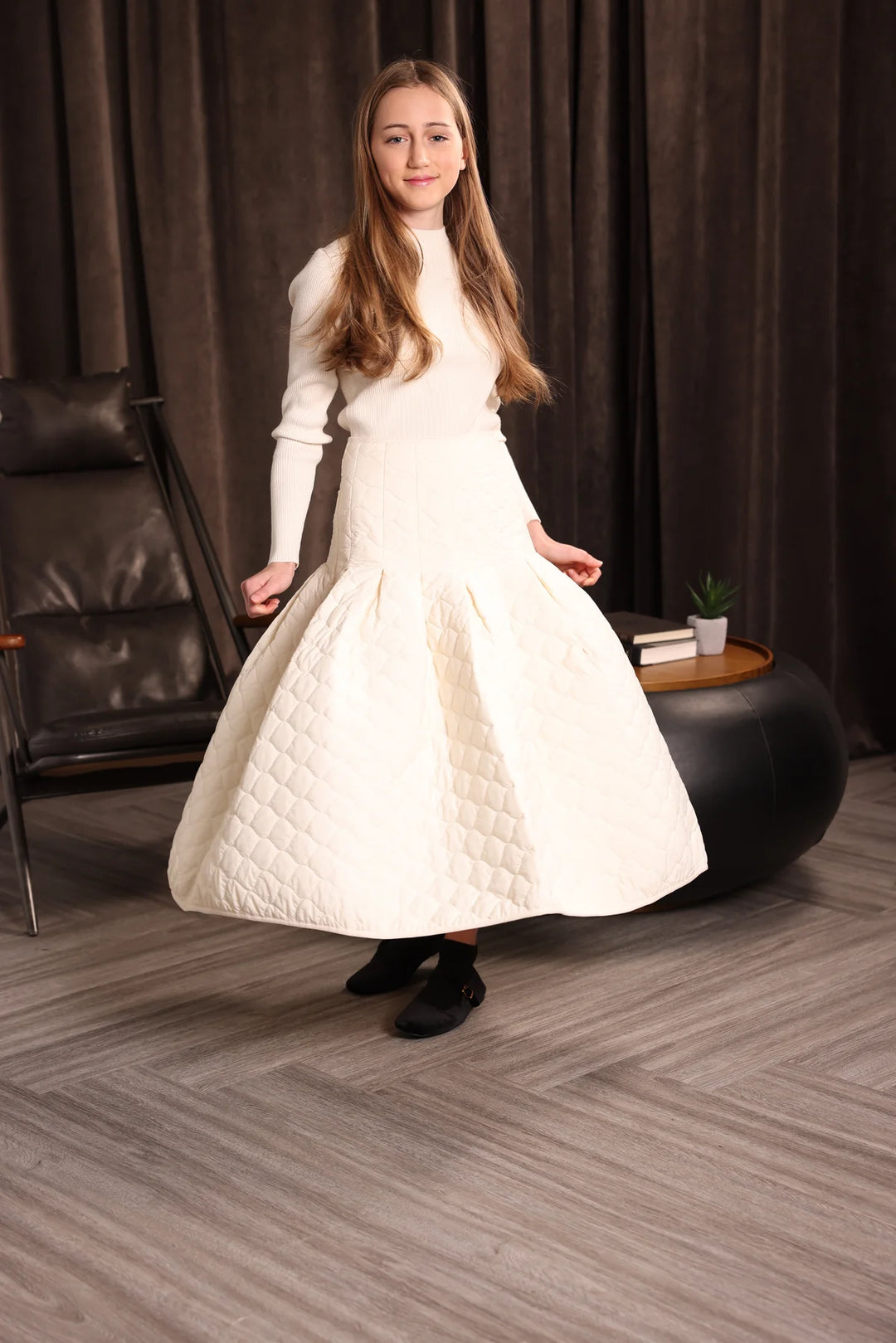 skirt quilted panel - off white