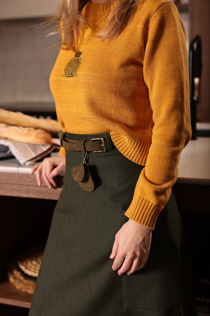 top l/s emblem knit crewneck sweater - mustard mix