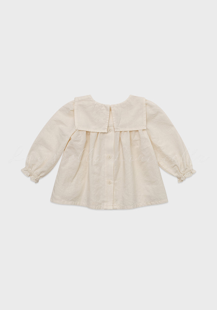 shirt l/s lace detail blouse - cream