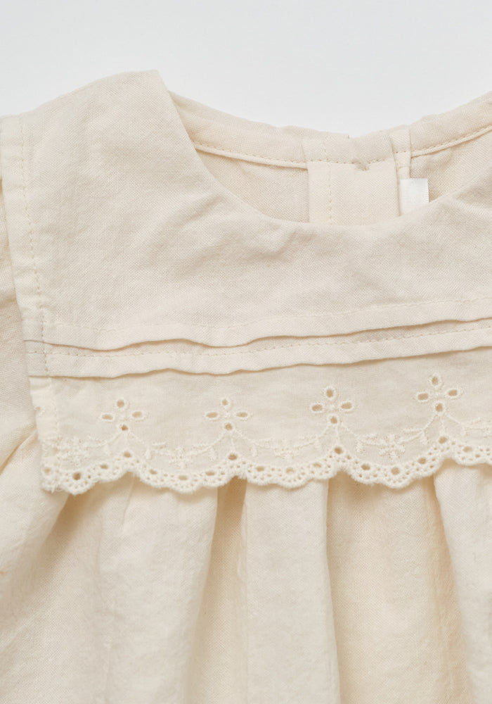 shirt l/s lace detail blouse - cream