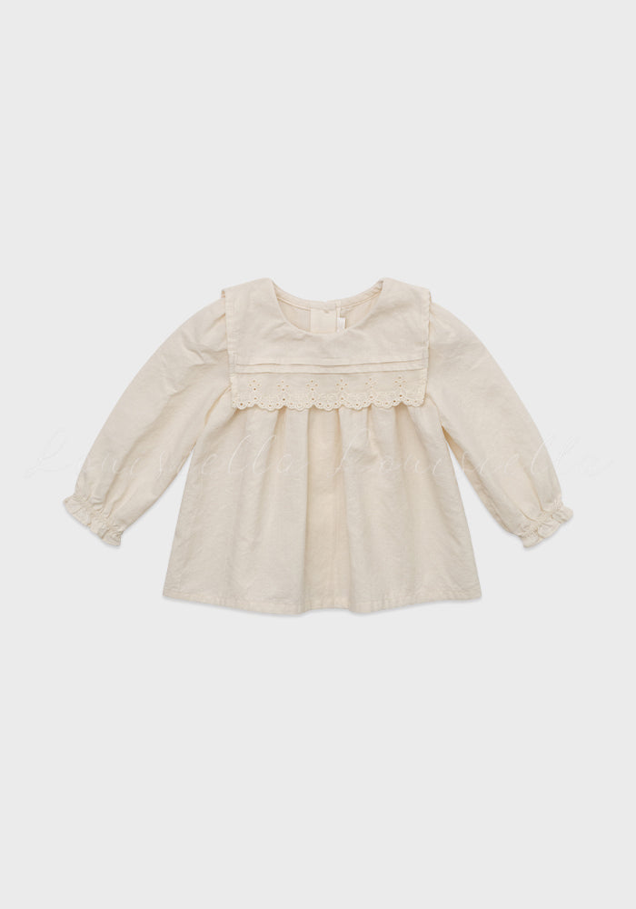 shirt l/s lace detail blouse - cream