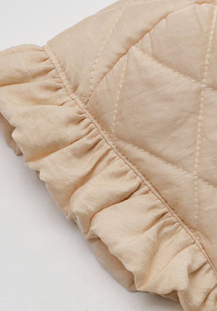 jacket quilted frill trim with bonnet - peach beige