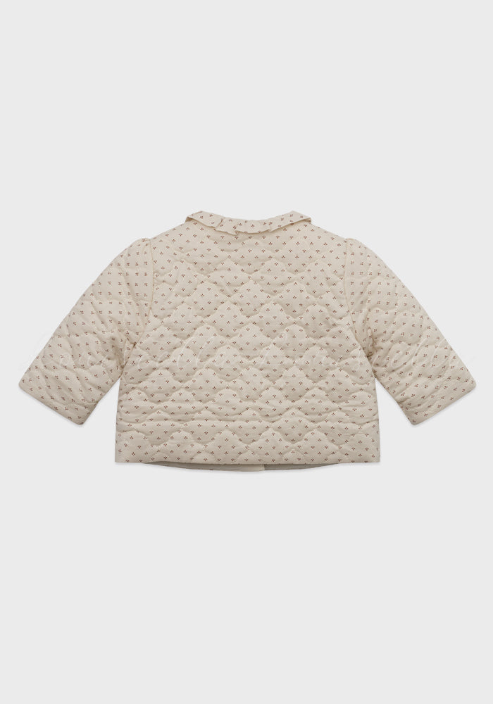 jacket quilted print frill trim with bonnet - vintage brick