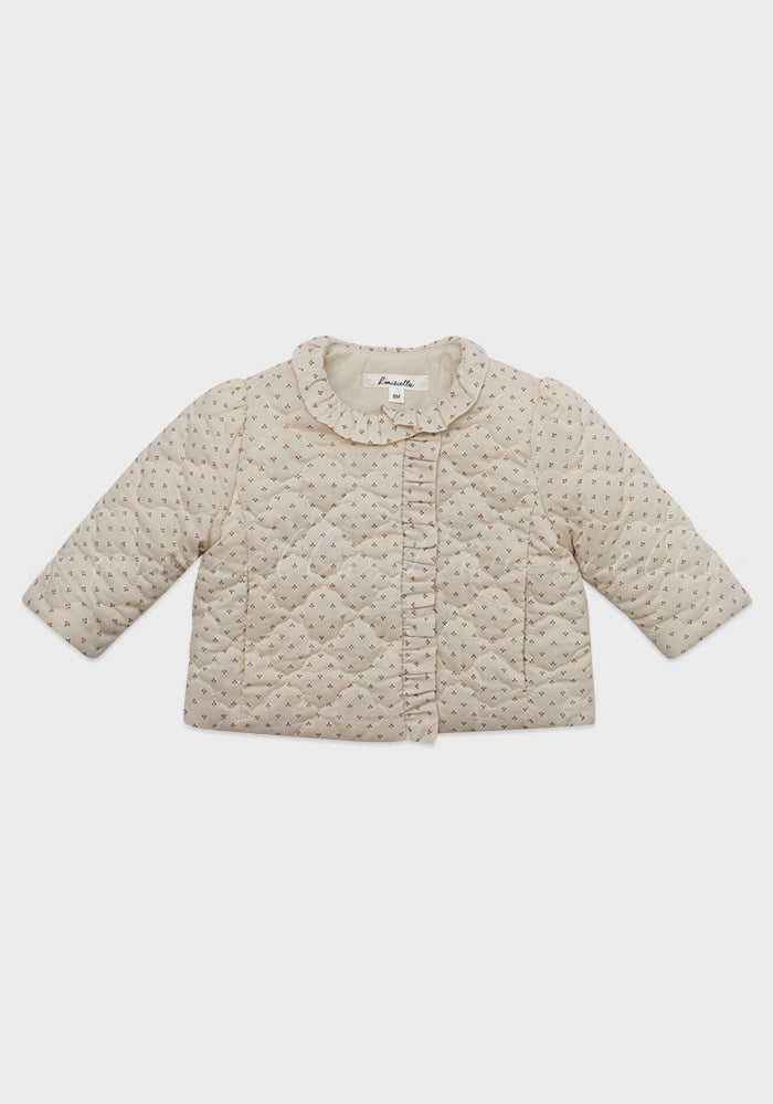 jacket quilted print frill trim with bonnet - vintage brick