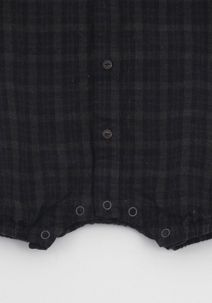 one piece plaid peter pan romper - vintage black