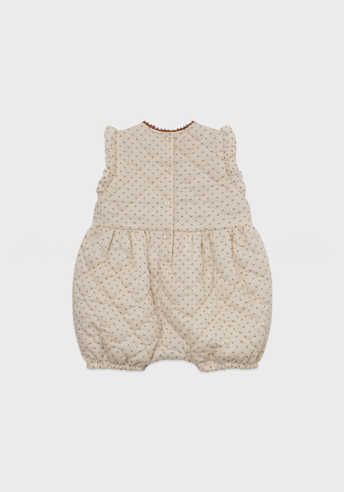 one piece quilted print bubble romper - vintage brick