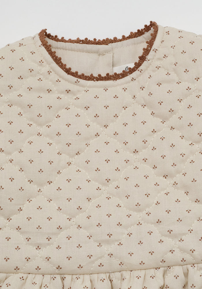 one piece quilted print bubble romper - vintage brick