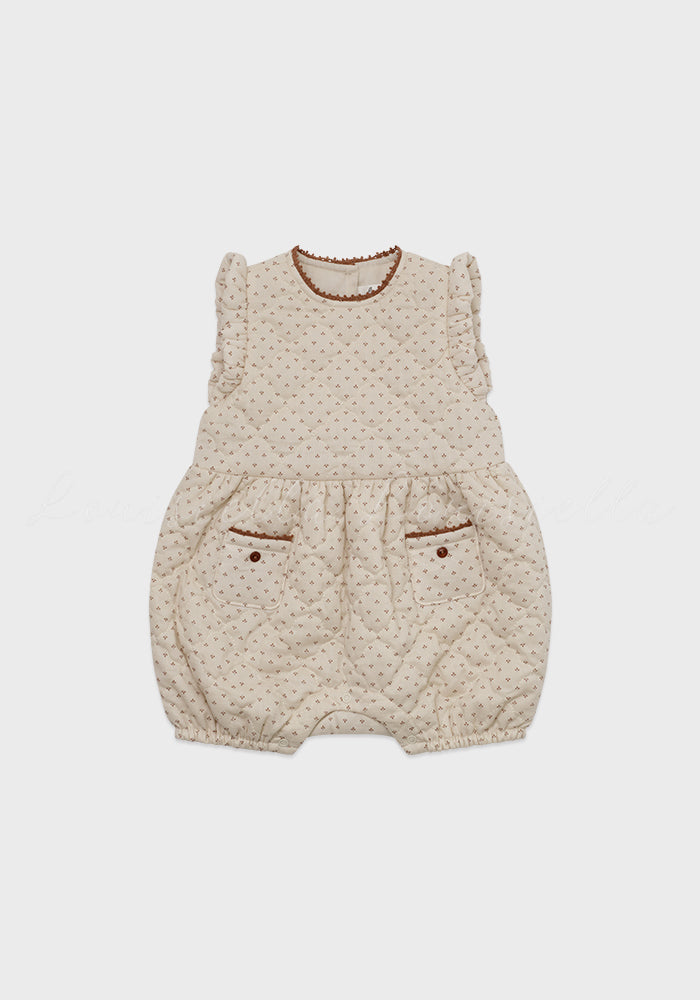 one piece quilted print bubble romper - vintage brick