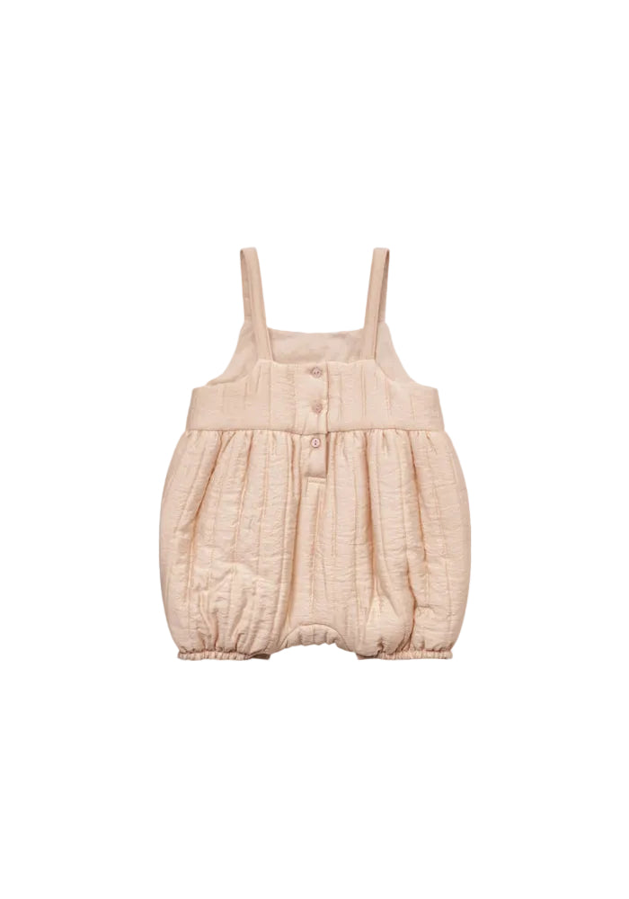 one piece quilted frill bubble romper  - pink