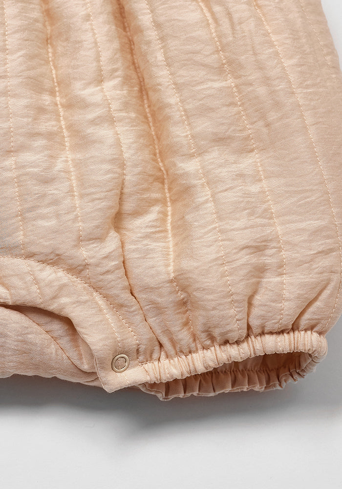 one piece quilted frill bubble romper  - pink