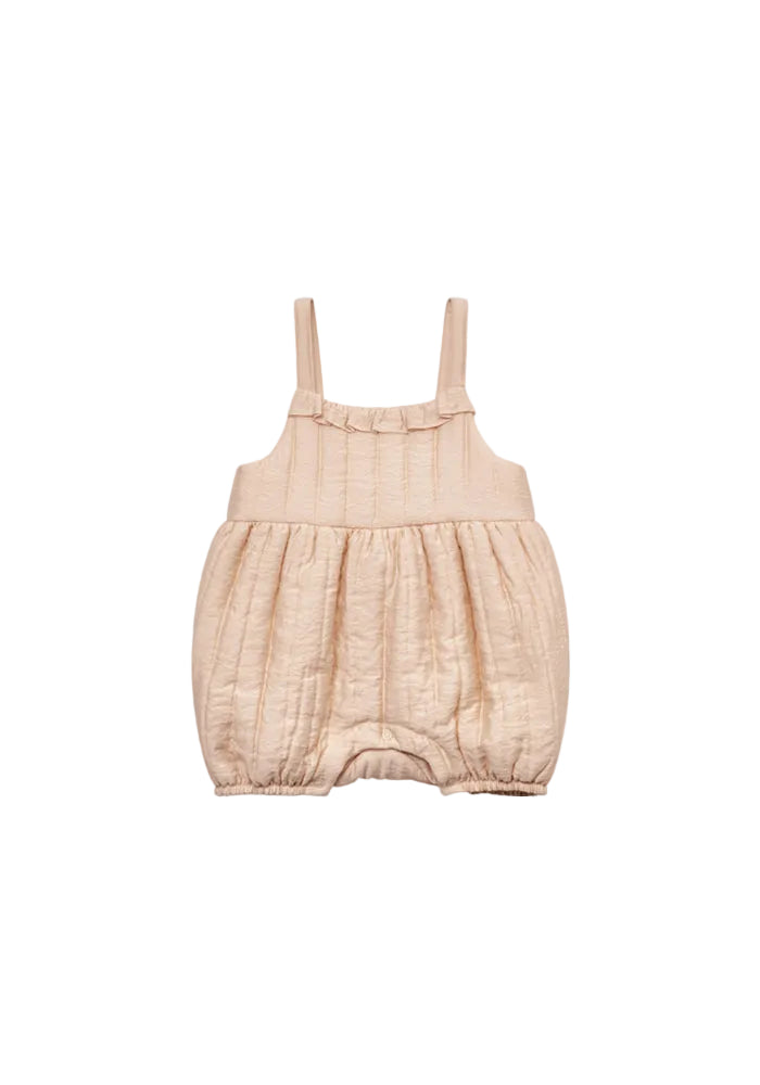 one piece quilted frill bubble romper  - pink