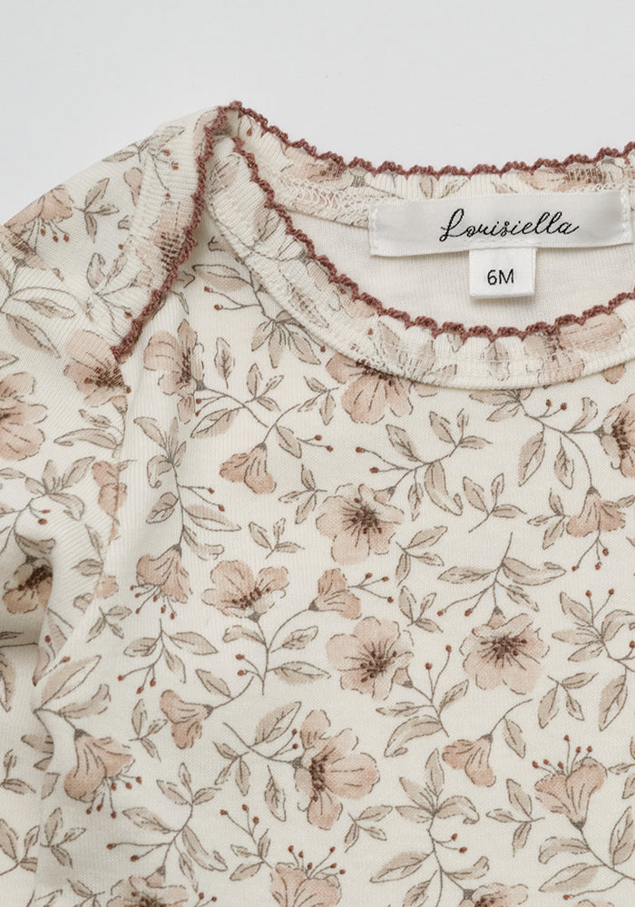 pajamas floral print top and leggings - vintage pink