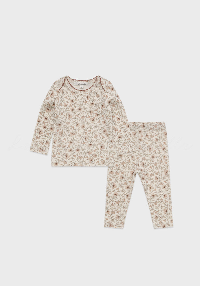 pajamas floral print top and leggings - vintage pink