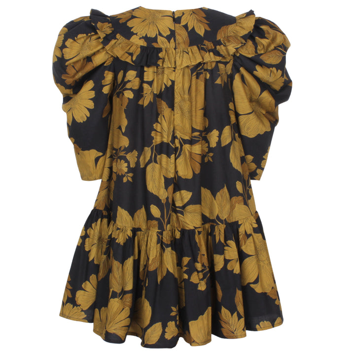 dress bib flare yellow flowers - yellow flowers -1080