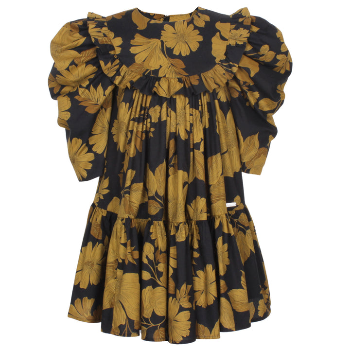 dress bib flare yellow flowers - yellow flowers -1080