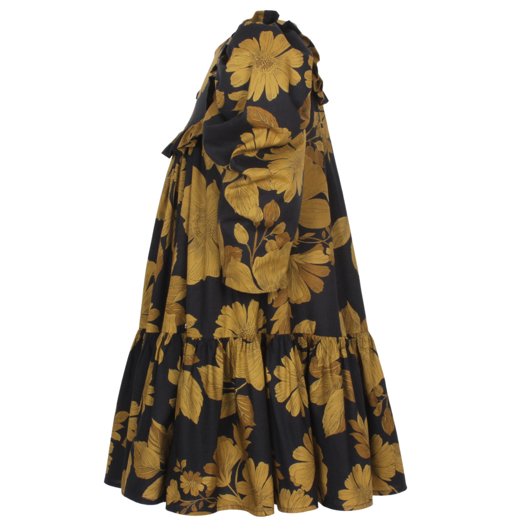 dress bib flare yellow flowers - yellow flowers -1080