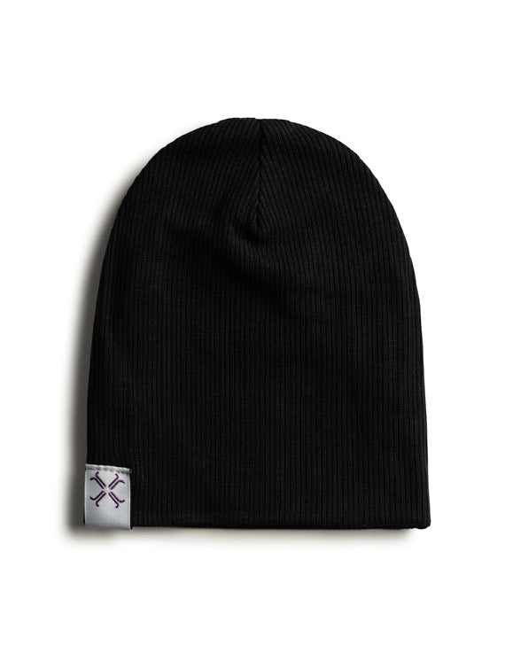 hat ribbed beanie - black