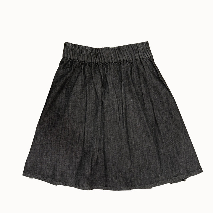skirt denim pleated - black denim