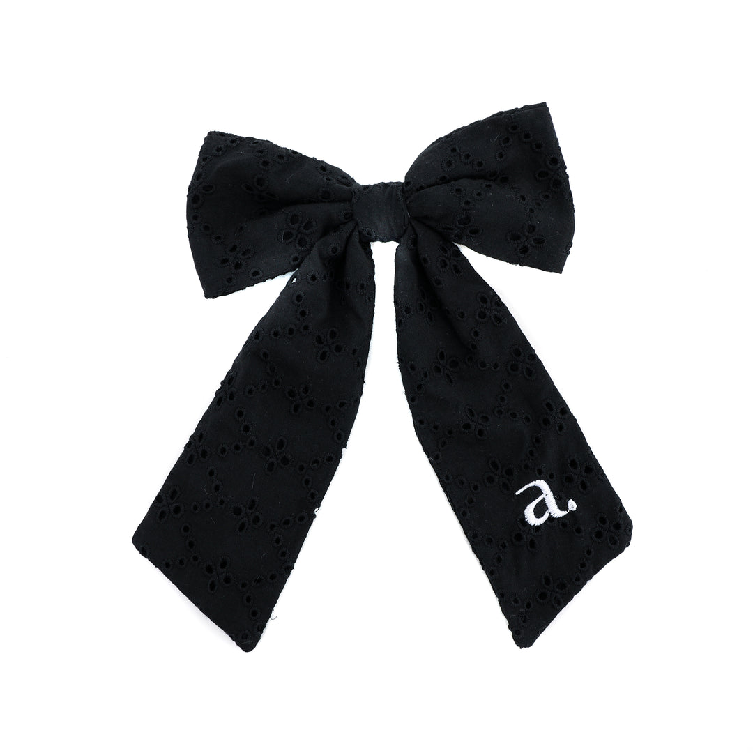 clip eyelet bow large - black