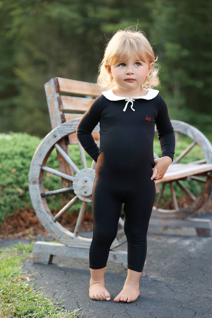 footie mini logo with round collar - black