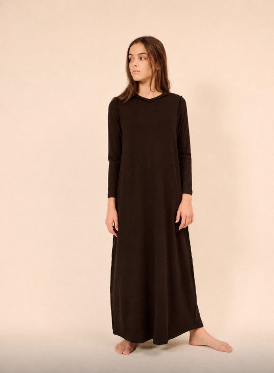 nightgown v neck - black