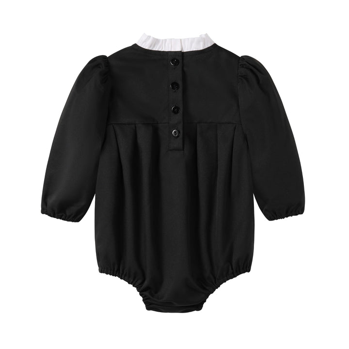 one piece taffeta double breasted romper - black