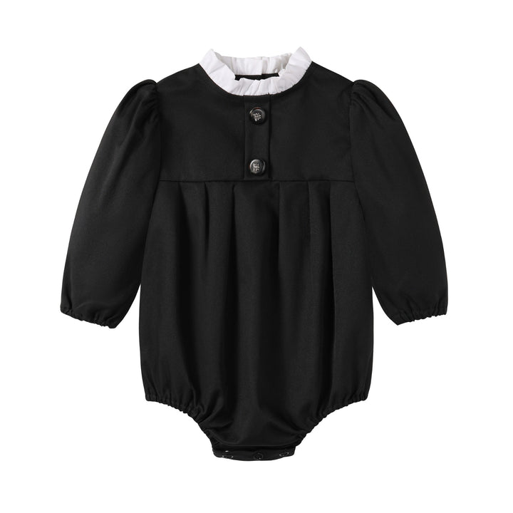 one piece taffeta double breasted romper - black