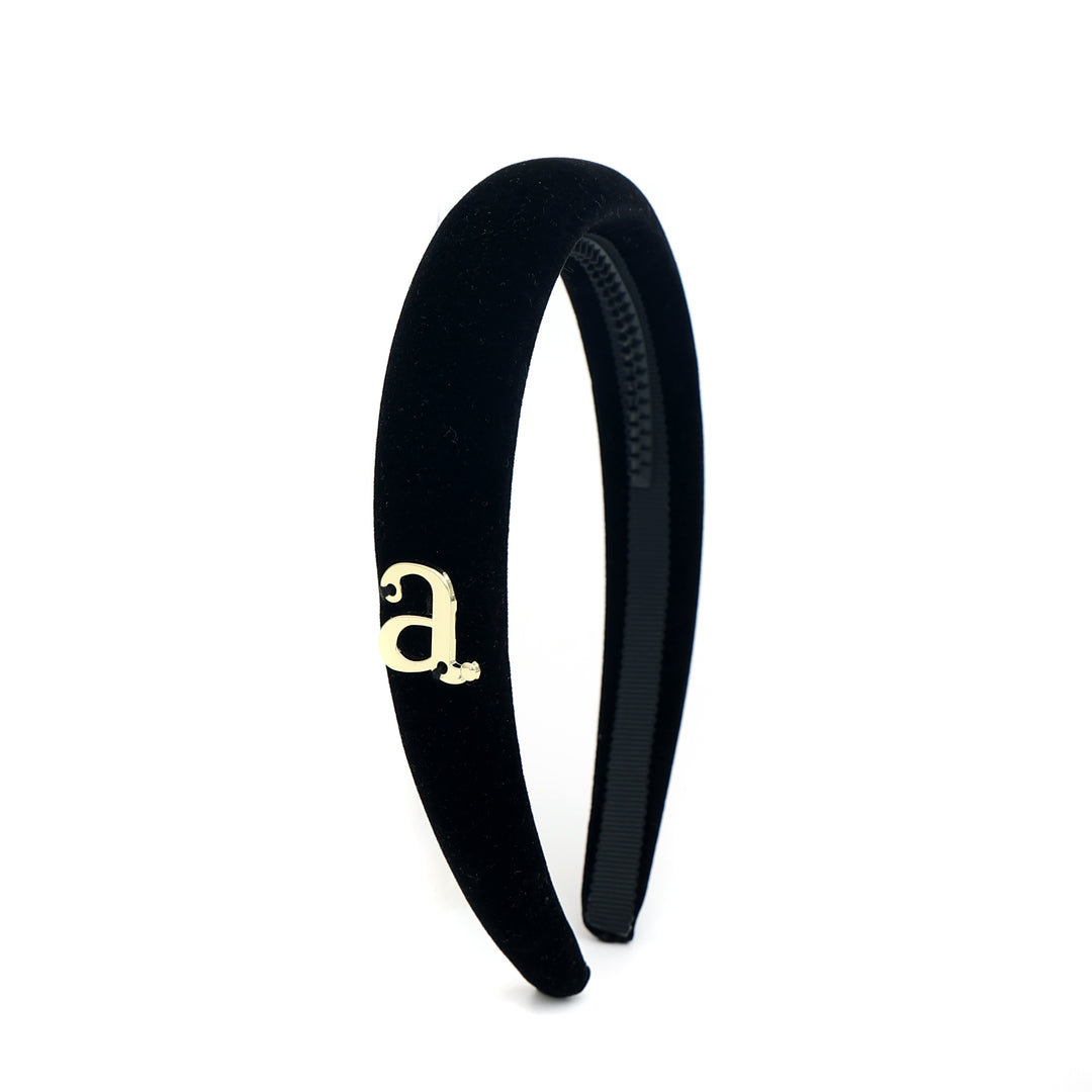 headband velvet gold charm - black