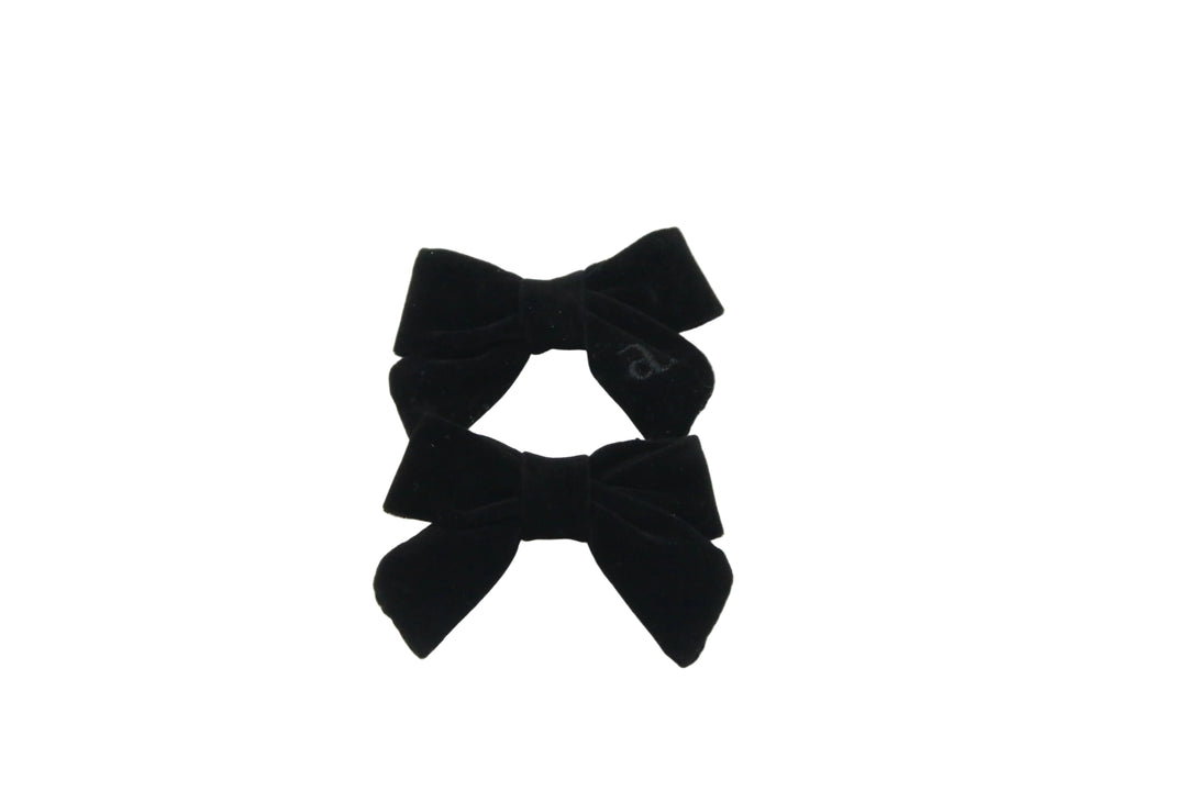 clip velvet mini bows 2 pack - black