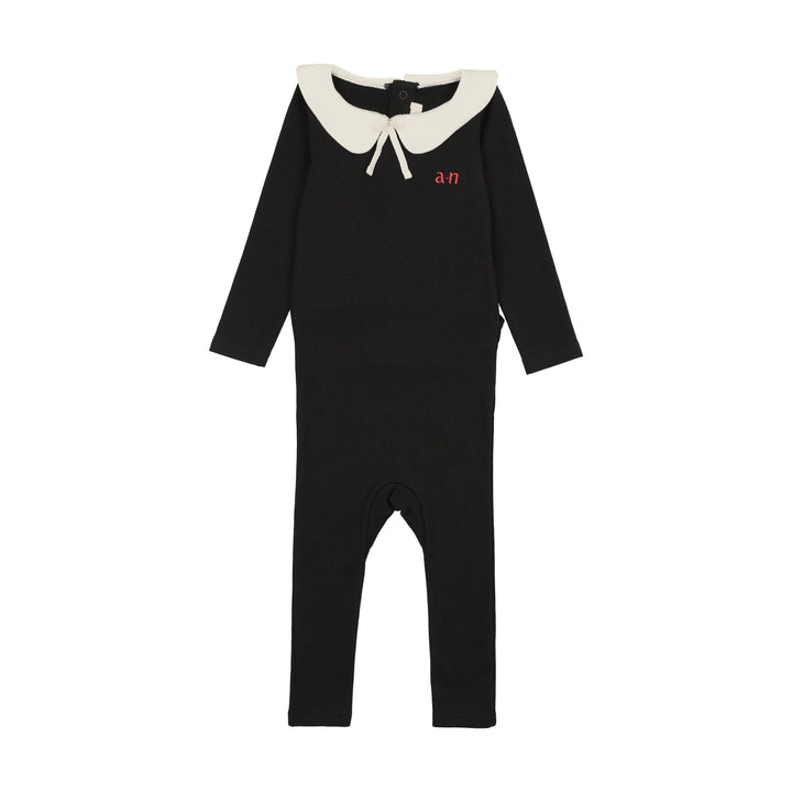 footie mini logo with round collar - black