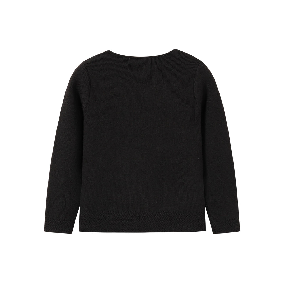 top l/s double breasted knit sweater - black